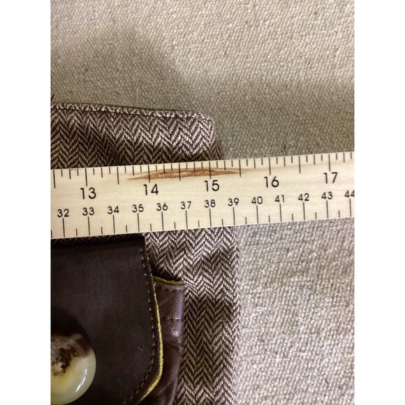 Catherine Parra Tote Women Herringbone Boho Leather Strap Artsy dark Academia - Picture 6 of 10